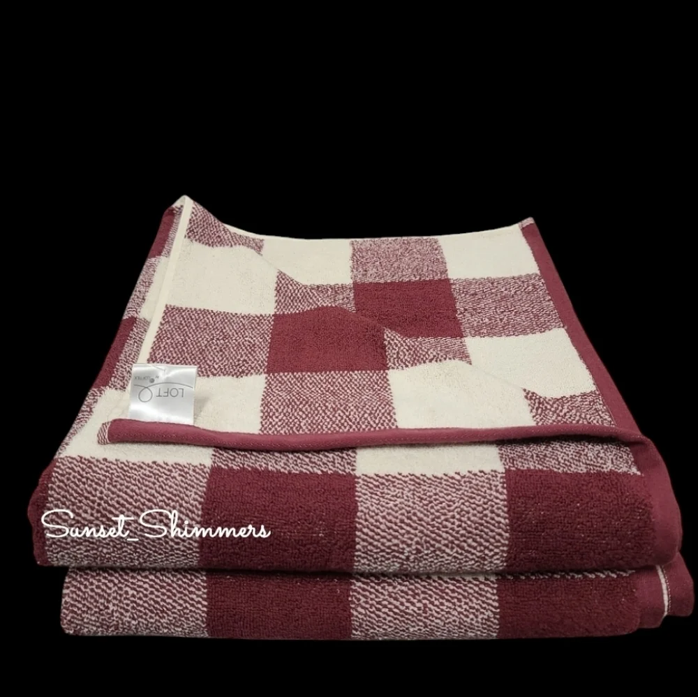 8pc Loft Christmas Farmhouse Buffalo Check Bath Hand Washcloth Towel Set NEW - Picture 4 of 7